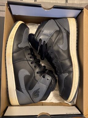 Nike Air Jordan 1 Mid 'Dark Grey / Black' Size 13